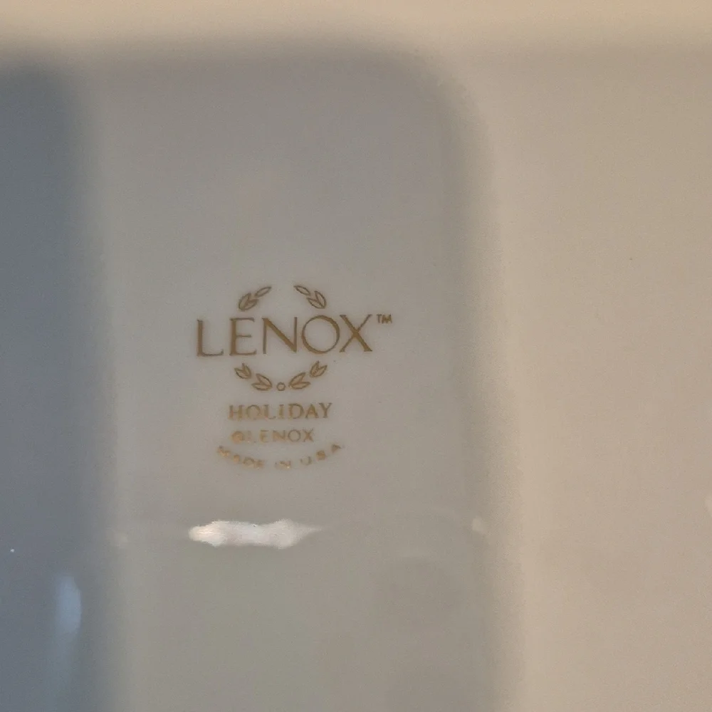 Lenox Holiday Scalloped Serving Platter In Holly and Berry Motif
